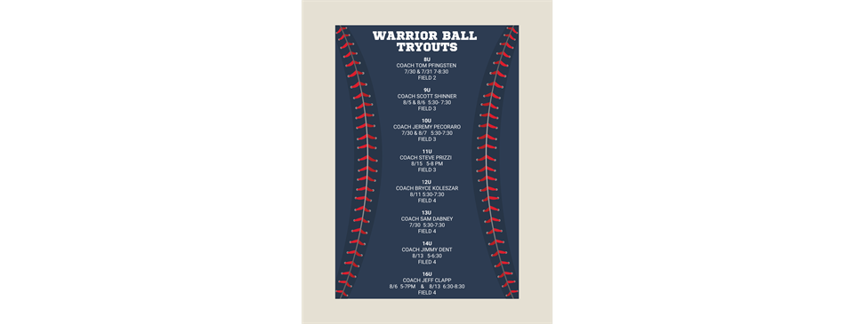 2025 Fall Warrior Ball Tryouts